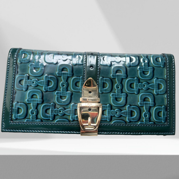 Gucci Handbags - ❌SOLD❌ Gucci Teal Horsebit Print Buckle Wallet With Box